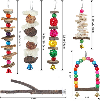 Bird Perch Bird Toys Parakeet Toys,Bird Cage Accessories Wooden Chew Toys Perch Stand for Parrot Conure Cockatiel Lovebird Parrotlet Budgie Finches and Other Small to Medium Sized Birds