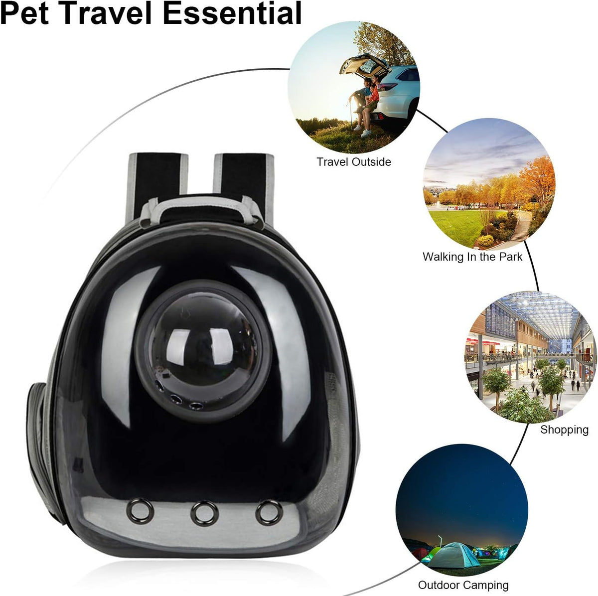 Black Cat Carrier Dog Carrier Backpack, Pet Carrier Back Pack Pack for Small Medium Cat Puppy Doggie, Dog Body Carrying Bag Travel Space Capsule for Travel, Hiking, Walking & Outdoor Use