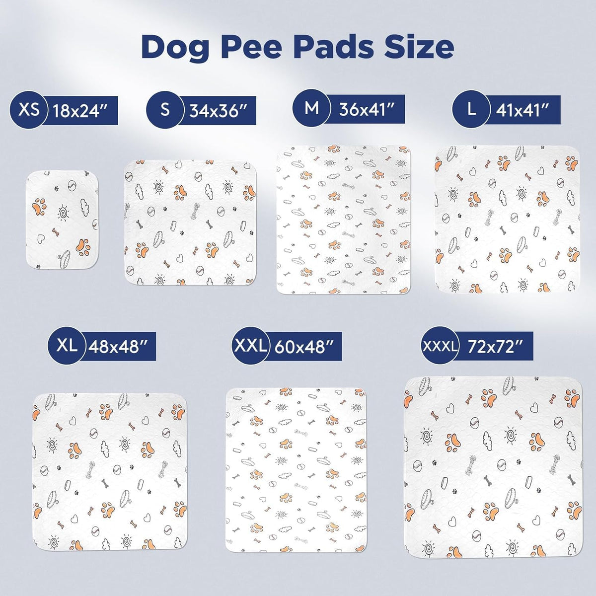Washable Pee Pads for Dogs, Super Absorbent, 2 Pack 36"X41" Gray