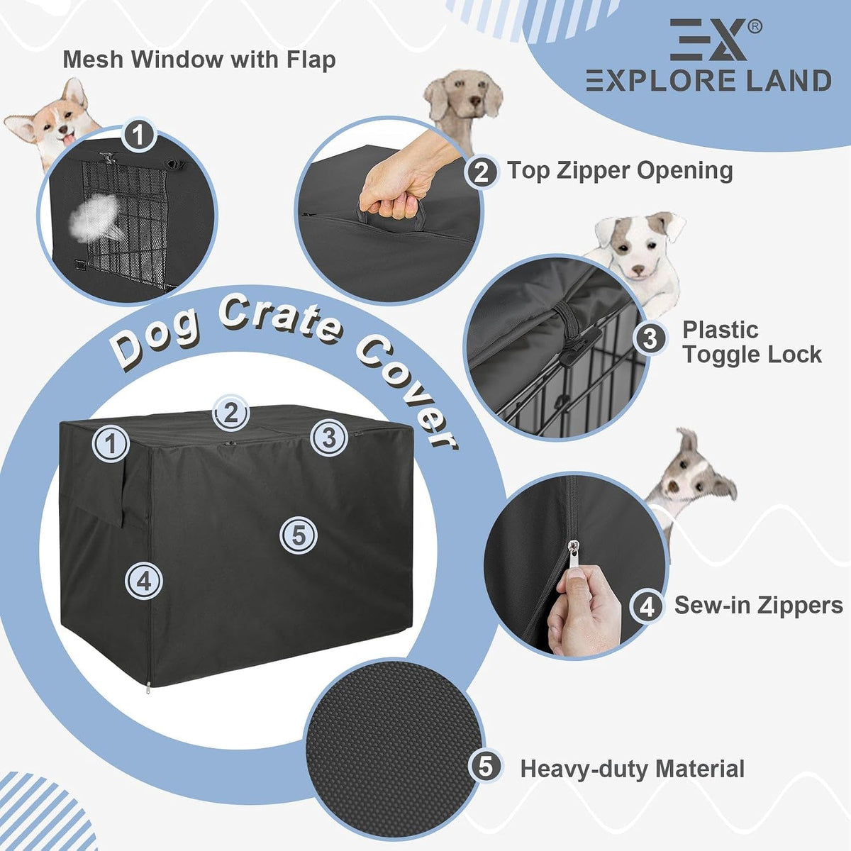 Dog Crate Cover, 36 Inches, Black