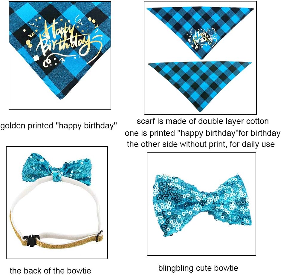 Boy Dog Birthday Bandana Hat Set, Blue, Small & Medium & Large