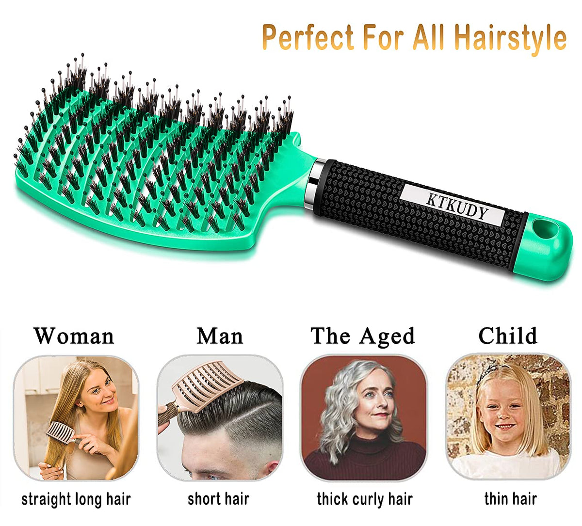 2 Pack Detangling Brushes for Women & Kids, Wet & Dry Hair, All Hair Types