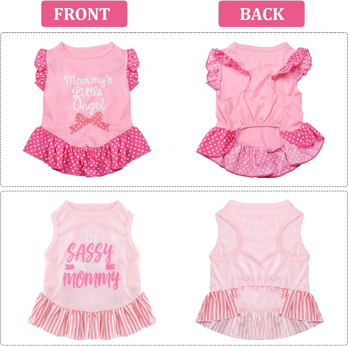 4 Pack Dog Dress Cute, Pink Dog Clothes Skirt, Girl Pet Princess Dress, M