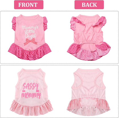 4 Pack Dog Dress Cute, Pink Dog Clothes Skirt, Girl Pet Princess Dress, M