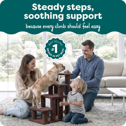 Steady Paws Multi-Step Pet Stairs for High Beds & Sofas - Brown, 4-Step