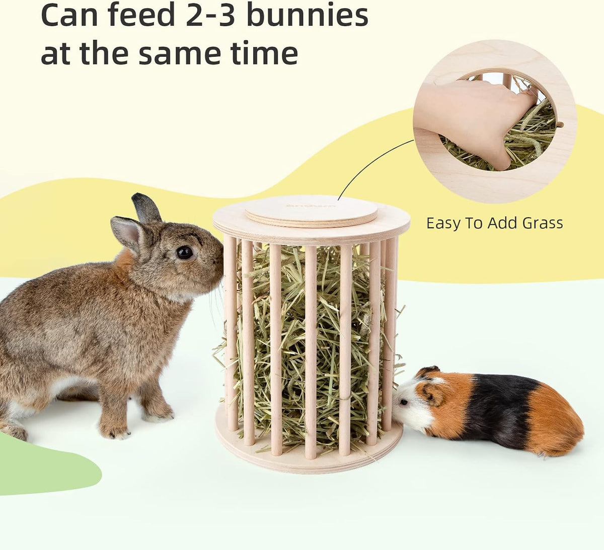 Rabbit Hay Feeder Wooden Food Feeding Rack Easy to Fill