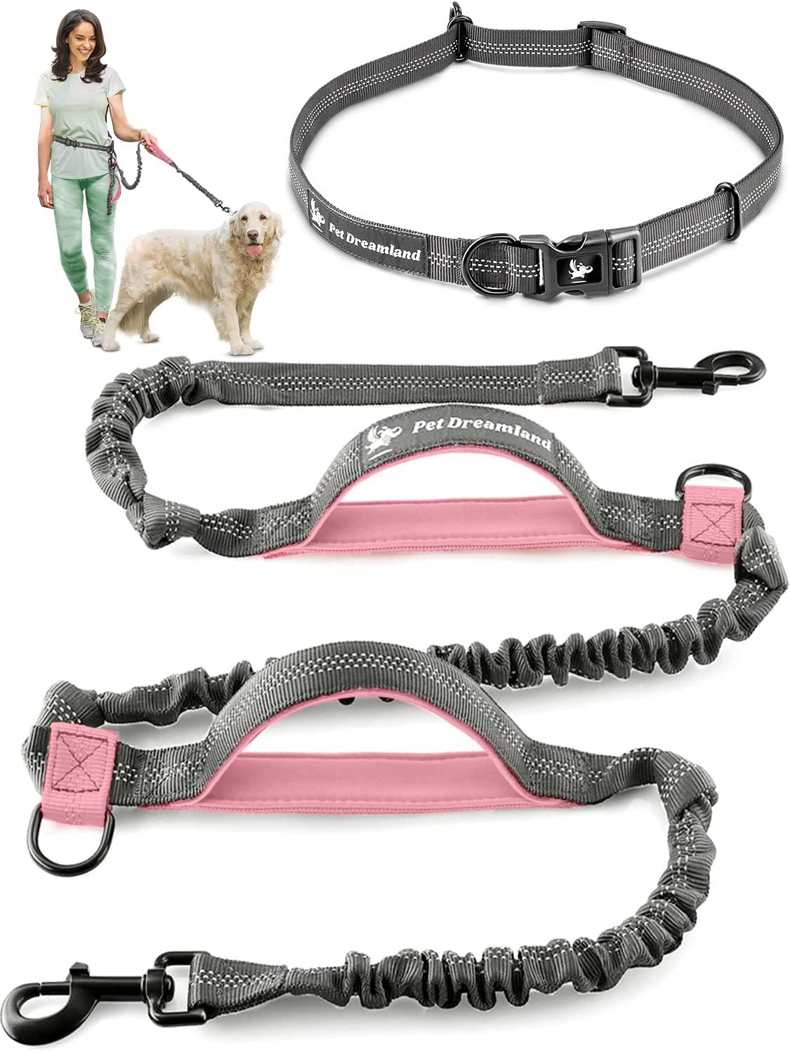Exquisite Handsfree Dog Leash for Large Dogs. Ultimate Comfort & Freedom for Walking and Hiking. Premium Quality, Durable & Versatile Waist Belt. Your Dog Will Love This Running Leash.