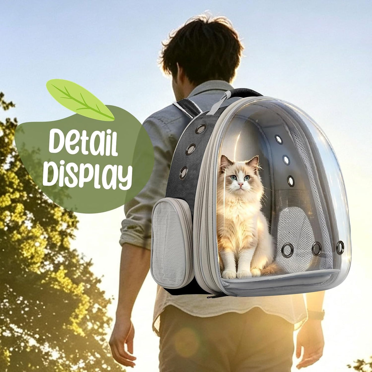 Dual Extension Pet Backpack Carrier for Large Cat and Small Puppy