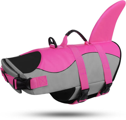 Dog Life Jacket - Pet Safety Vest for Swimming & Boating, Shark Life Jacket with Floatation, Dog Lifesavers Swimsuits for Small Medium Large Dogs (Pink, L)