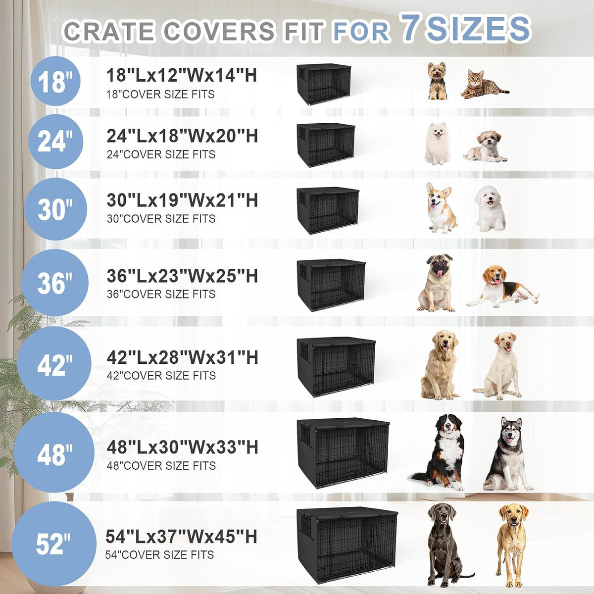 Dog Crate Cover, 36 Inches, Black