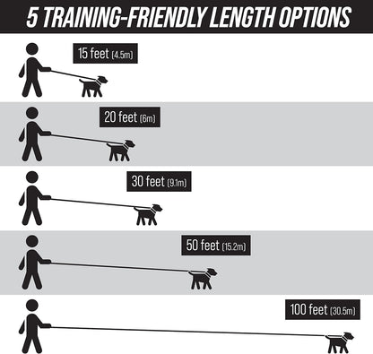Free Range - Long Dog Leash for Large Dogs - 1 Inch Heavy Duty Nylon Training Lead with Padded Handle - High Visibility Orange - Extra Long Dog Leash (30 Ft)
