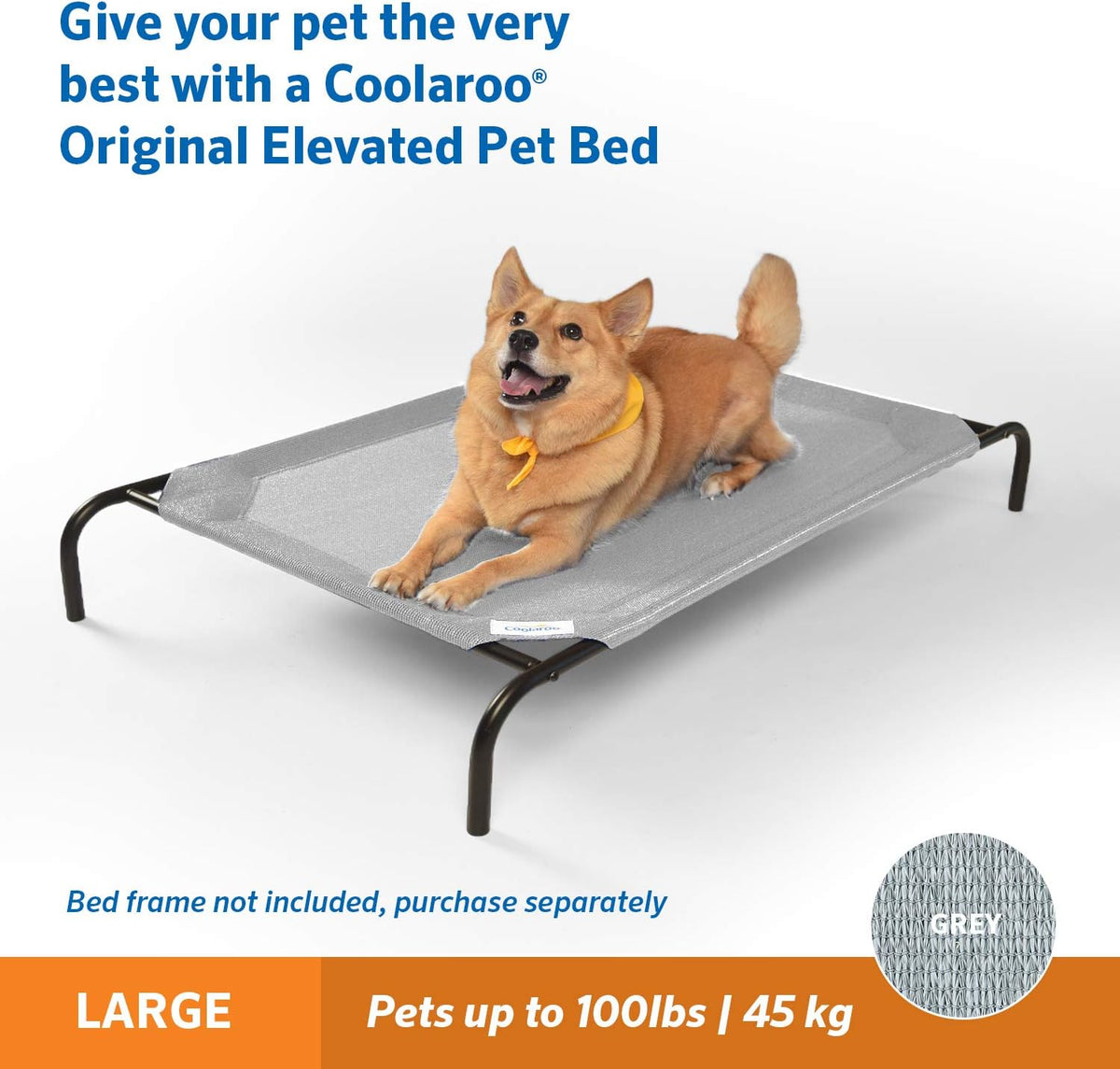 Original Pet Bed Replacement Cover - Grey - Large (43.5" X 31.5")