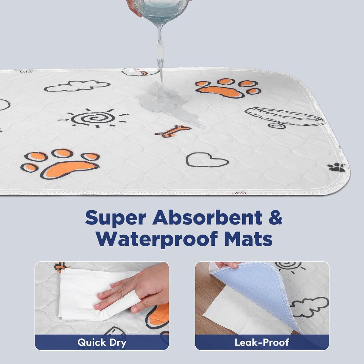 Washable Pee Pads for Dogs, Super Absorbent, 2 Pack 36"X41" Gray