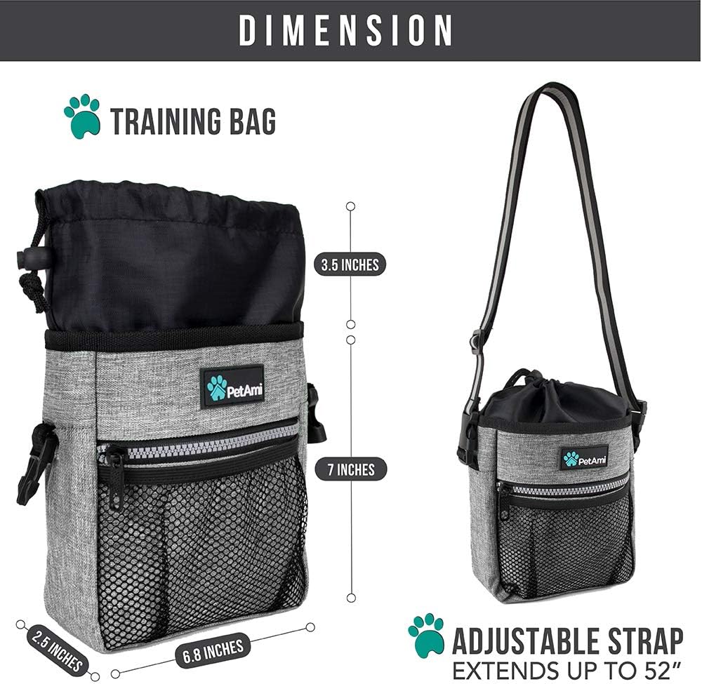 Hands Free Dog Treat Pouch for Training and Walking, Gray
