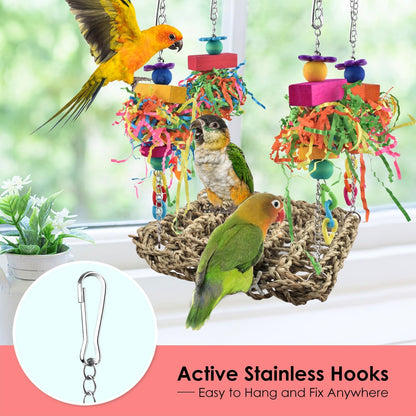 Bird Toys, Grass Swing Hammock Climbing Toy for Parrot Parakeet