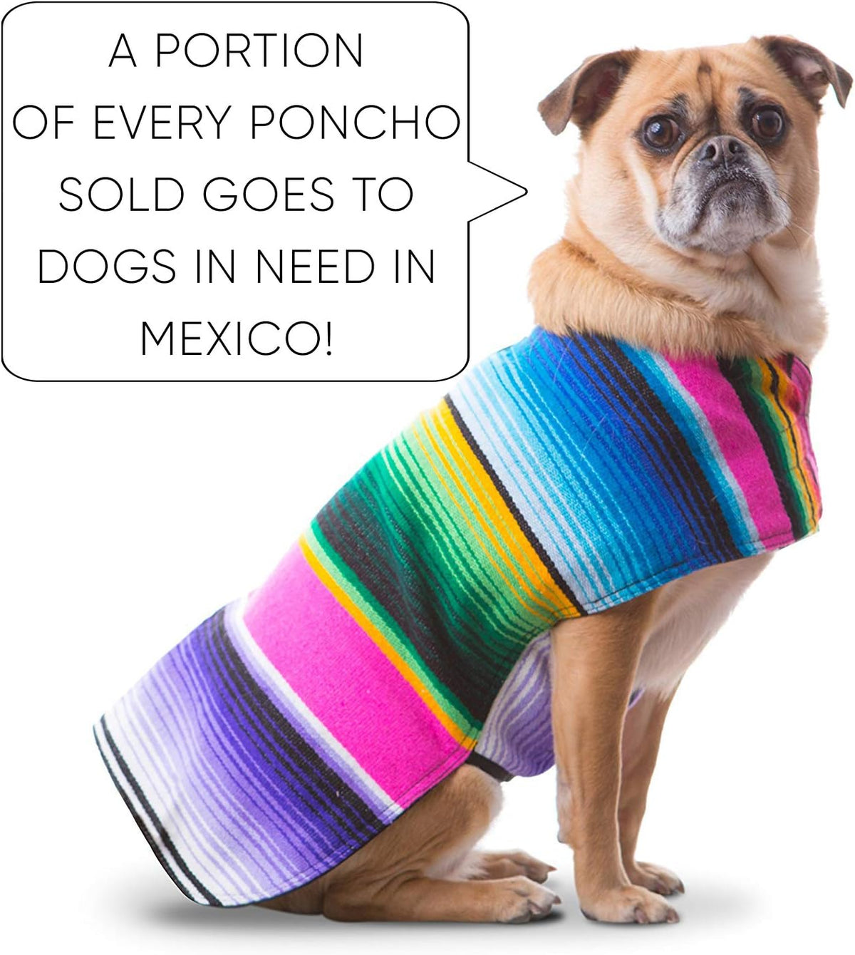 Dog Clothes - Handmade Dog Poncho from Authentic Mexican Blanket by  (Pink, Small)