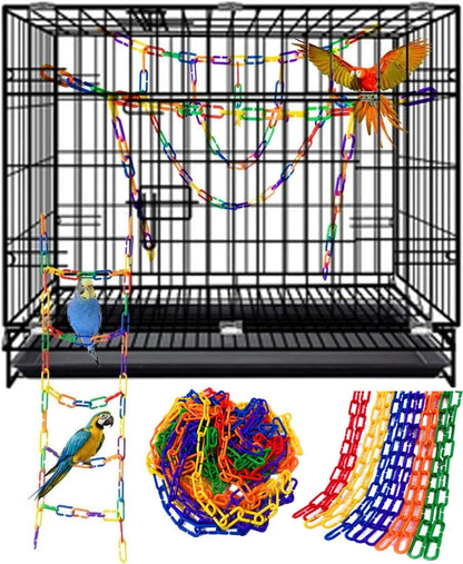 200Pcs Rainbow C-Clips Plastic Chain Links for Birds & Small Pets
