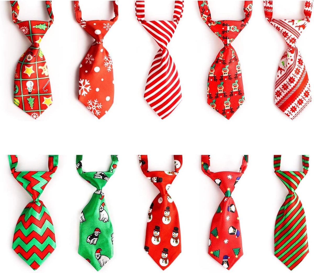 Dog Ties, 10 PCS Dog Bow Ties Christmas with Adjustable Collar, Pet Neckties for Small Pets, Puppy Neck Bowties Cats Grooming Bows Bulk for Photography Holiday Wedding Party Gift