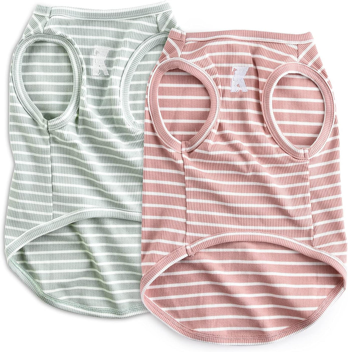 Dog Shirt Striped Lightweight Tank Top Stretchy - Pink & Green 5XL
