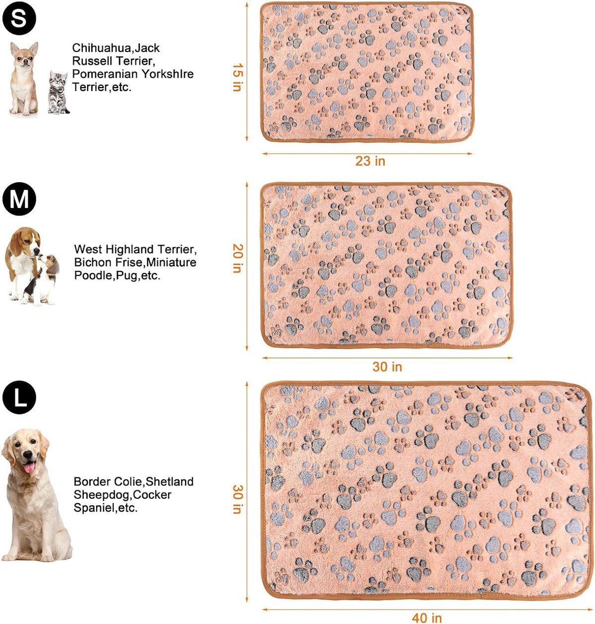 3 Pack Cat and Dog Blanket Soft & Warm Fleece Flannel Sleep Mat, Great Pet Throw for Puppy, Cats, Small, Medium & Large Dogs(Large 40" X 30")