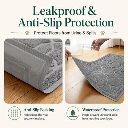 Cat Litter Mat, Waterproof Litter Trap Mat, 35.4X23.6, Dark Grey