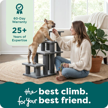 Steady Paws Multi-Step Pet Stairs for High Beds & Sofas - Brown, 4-Step