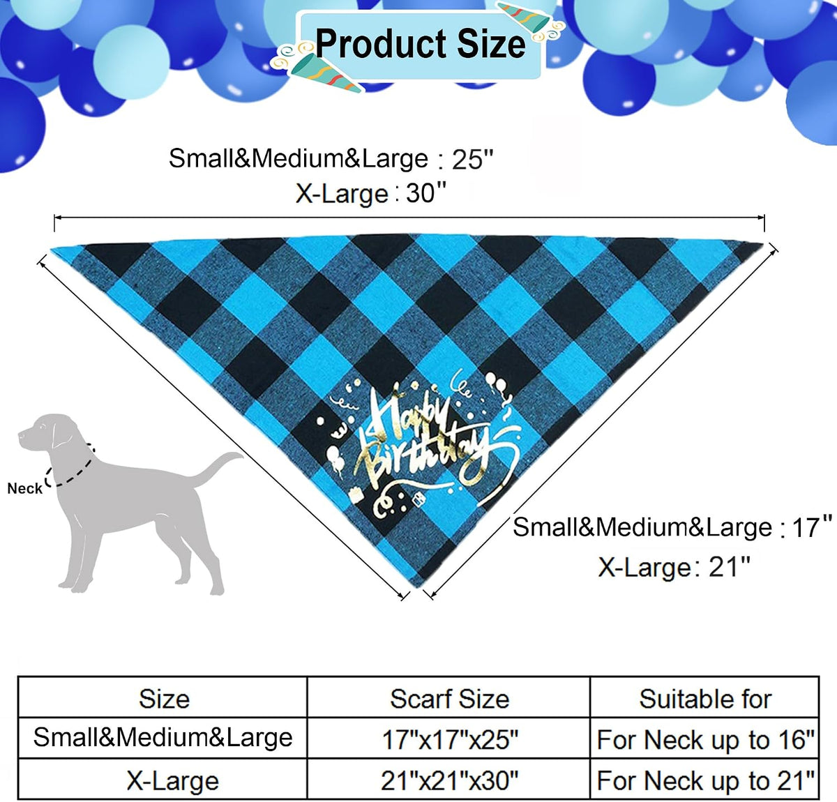 Boy Dog Birthday Bandana Hat Set, Blue, Small & Medium & Large