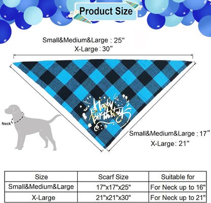 Boy Dog Birthday Bandana Hat Set, Blue, Small & Medium & Large