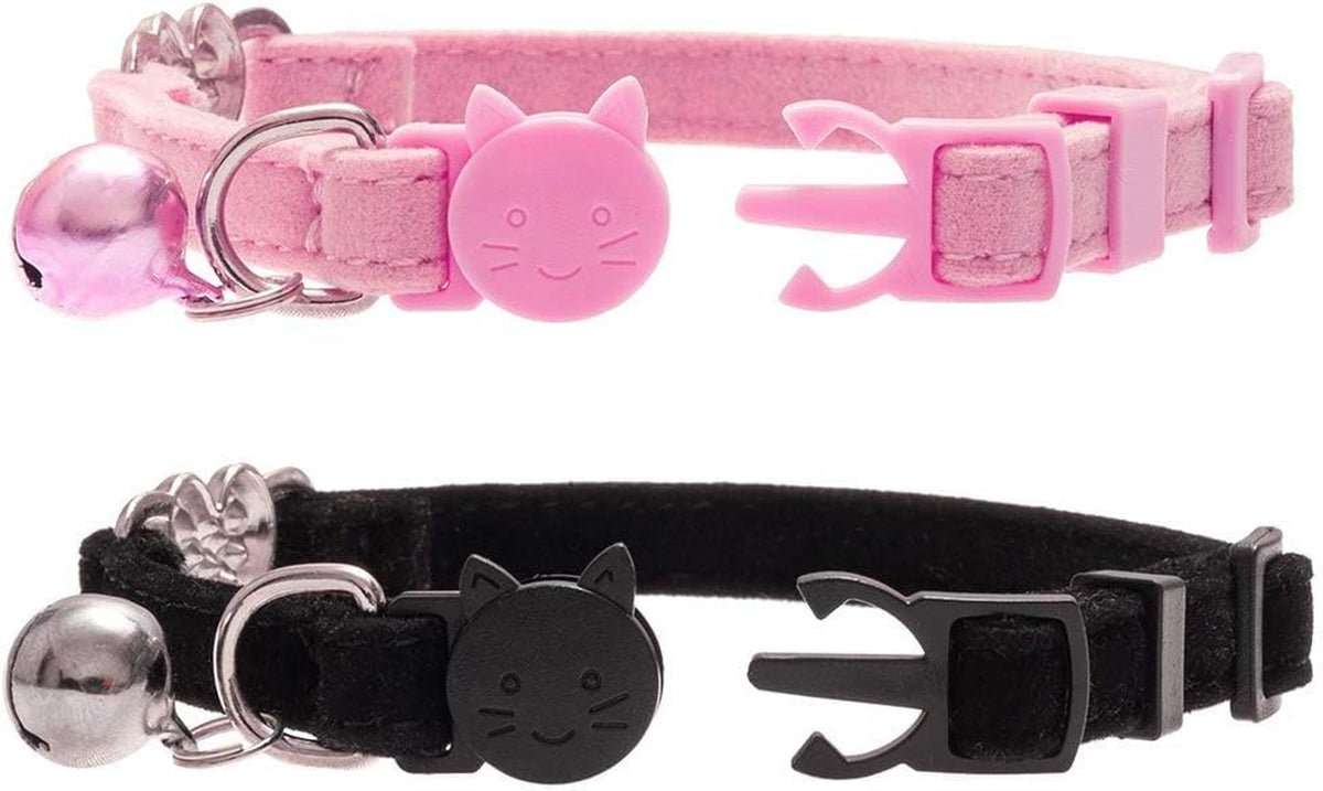 Cat Collar Breakaway with Bell, Bling Kitten Collar,Pink&Black