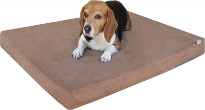 Waterproof Memory Foam Dog Bed for Medium Dogs with Washable Cover and Extra Pet Bed Case 37X27X4 Inch, Brown