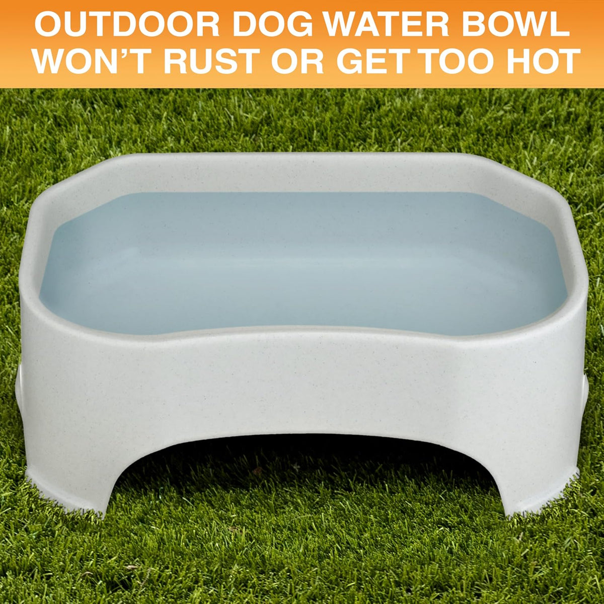 Extra Large Water Bowl for Dogs, Outdoor Dog Water Bowl (2.25 Gallon XL Capacity), Big Trough Style Food Dish for Indoors or Outside, No Spill Large Dog Bowls, Vanilla Bean