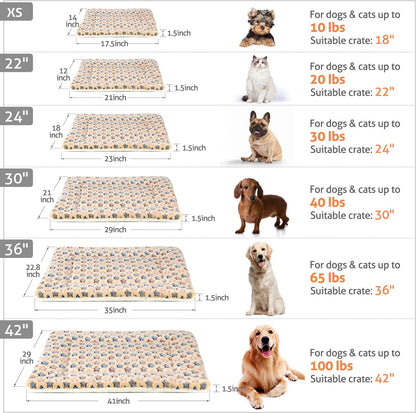 Dog Bed Crate Pad Ultra Soft Pet Mat Star Print 22 Inch Brown