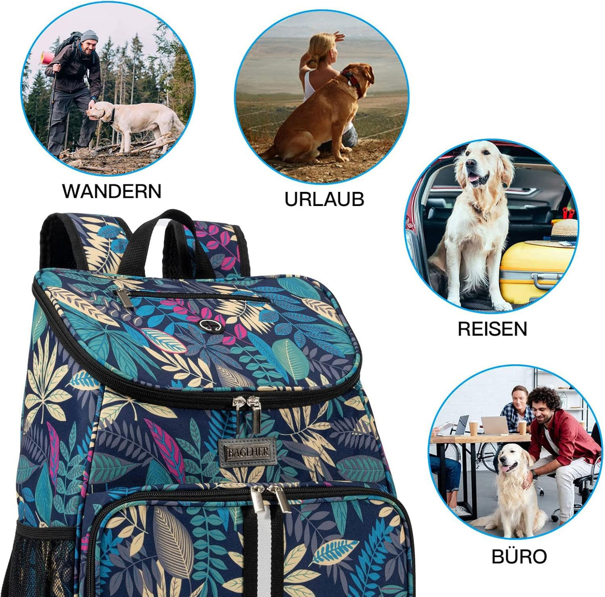 丨Dog Travel Bag, Airline Approved Pet Supplies Backpack, Dog Travel Backpack with 2 Silicone Collapsible Bowls and 2 Food Baskets