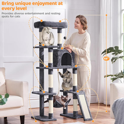 63In Sturdy Large Cat Tree for Indoor Heavy Cats, Tall Tower