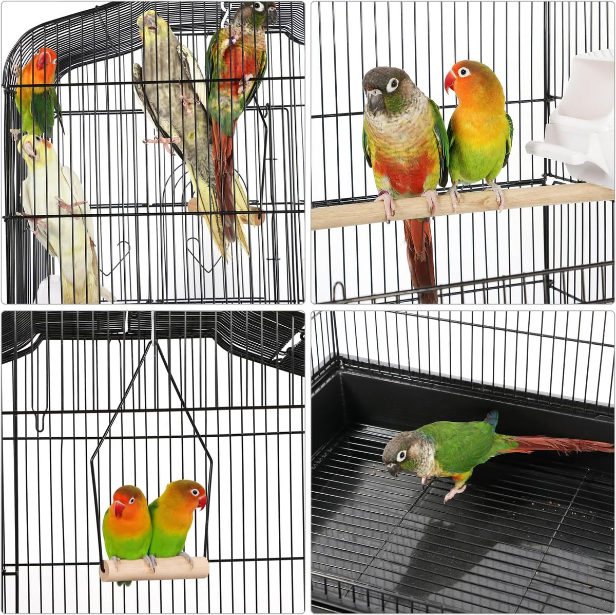 64-Inch Open Top Bird Cage for Parakeets & Cockatiels, Black