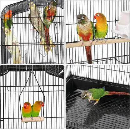 64-Inch Open Top Bird Cage for Parakeets & Cockatiels, Black
