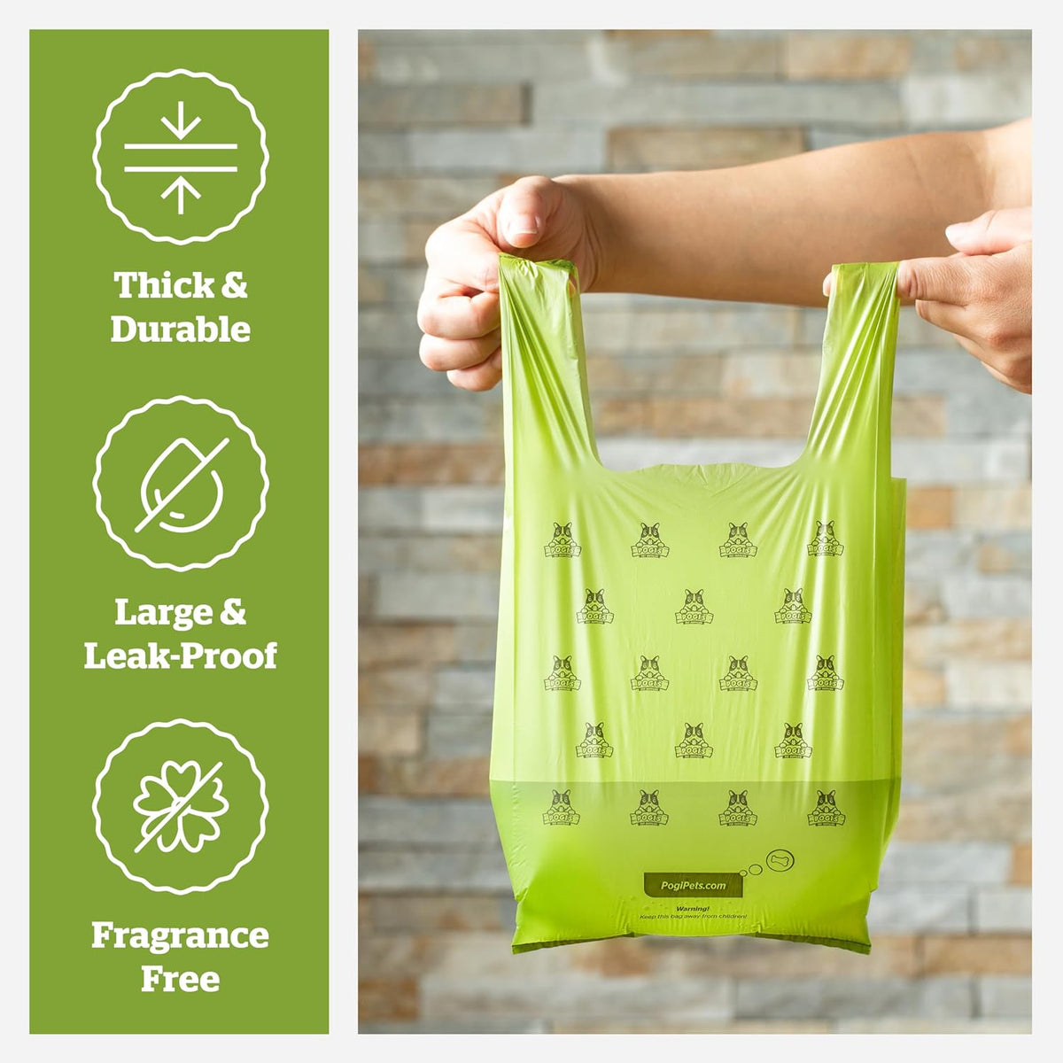 Pogi'S Large Dog Poop Bags with Handles, Unscented, Extra Thick, 900 Bags