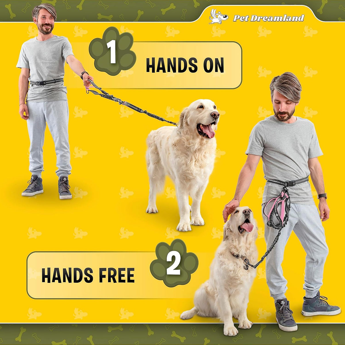 Exquisite Handsfree Dog Leash for Large Dogs. Ultimate Comfort & Freedom for Walking and Hiking. Premium Quality, Durable & Versatile Waist Belt. Your Dog Will Love This Running Leash.