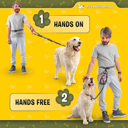 Exquisite Handsfree Dog Leash for Large Dogs. Ultimate Comfort & Freedom for Walking and Hiking. Premium Quality, Durable & Versatile Waist Belt. Your Dog Will Love This Running Leash.