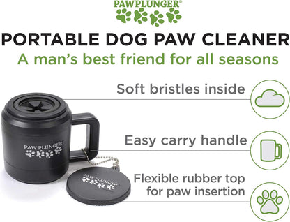 Paw Plunger – Dog Paw Cleaner - Dog and Puppy Essentials - Portable Dirty Paw Washer - Ideal for Medium Dogs - Black