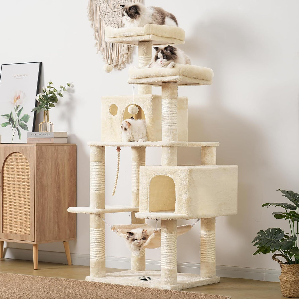 Cat Tree Tower with Sisal Scratching Posts, Big Condo, MPJ020M