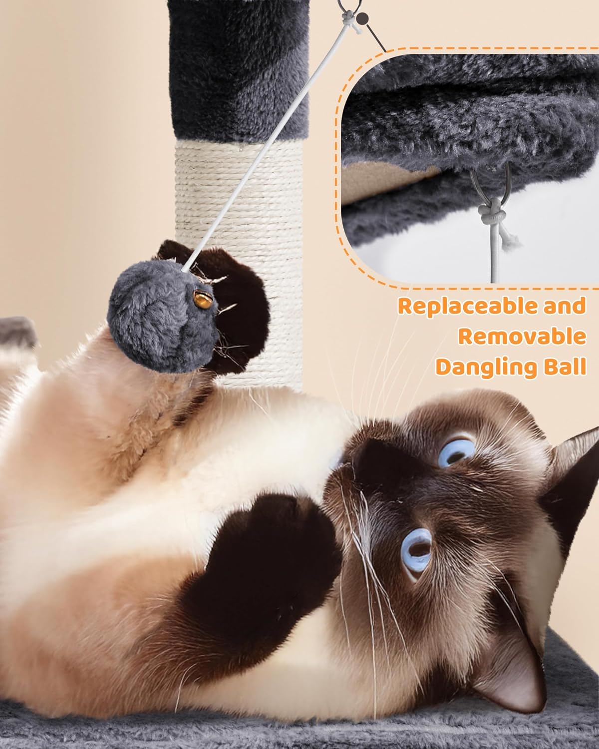 63In Sturdy Large Cat Tree for Indoor Heavy Cats, Tall Tower