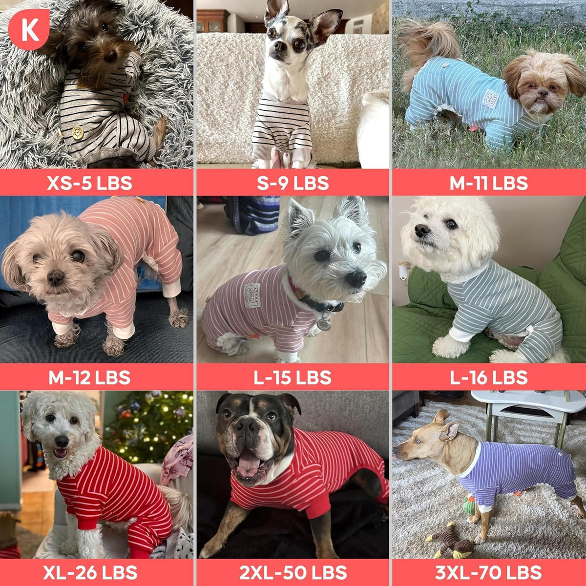Striped Dog Pajamas for Small Dogs Stretchy Onesie for Daily Wear