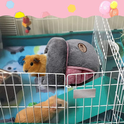 Guinea Pig Bed, Warm Fleece Slipper-Shaped Cuddle Cave, Grey