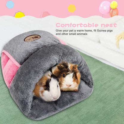 Guinea Pig Bed, Warm Fleece Slipper-Shaped Cuddle Cave, Grey
