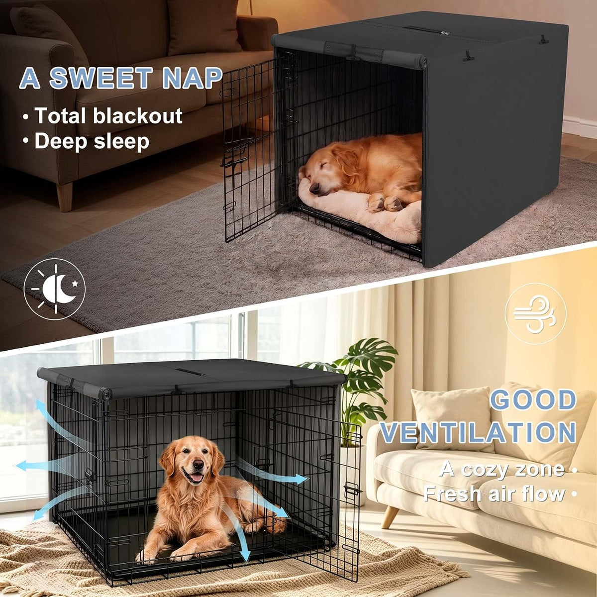 Dog Crate Cover, 36 Inches, Black