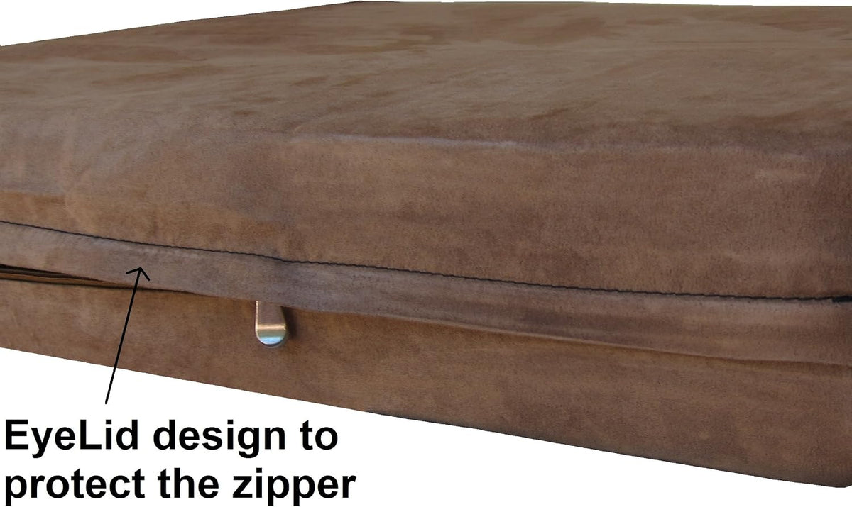 Waterproof Memory Foam Dog Bed for Medium Dogs with Washable Cover and Extra Pet Bed Case 37X27X4 Inch, Brown