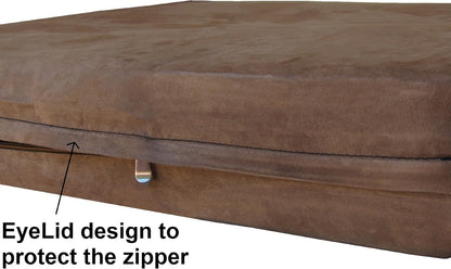 Waterproof Memory Foam Dog Bed for Medium Dogs with Washable Cover and Extra Pet Bed Case 37X27X4 Inch, Brown
