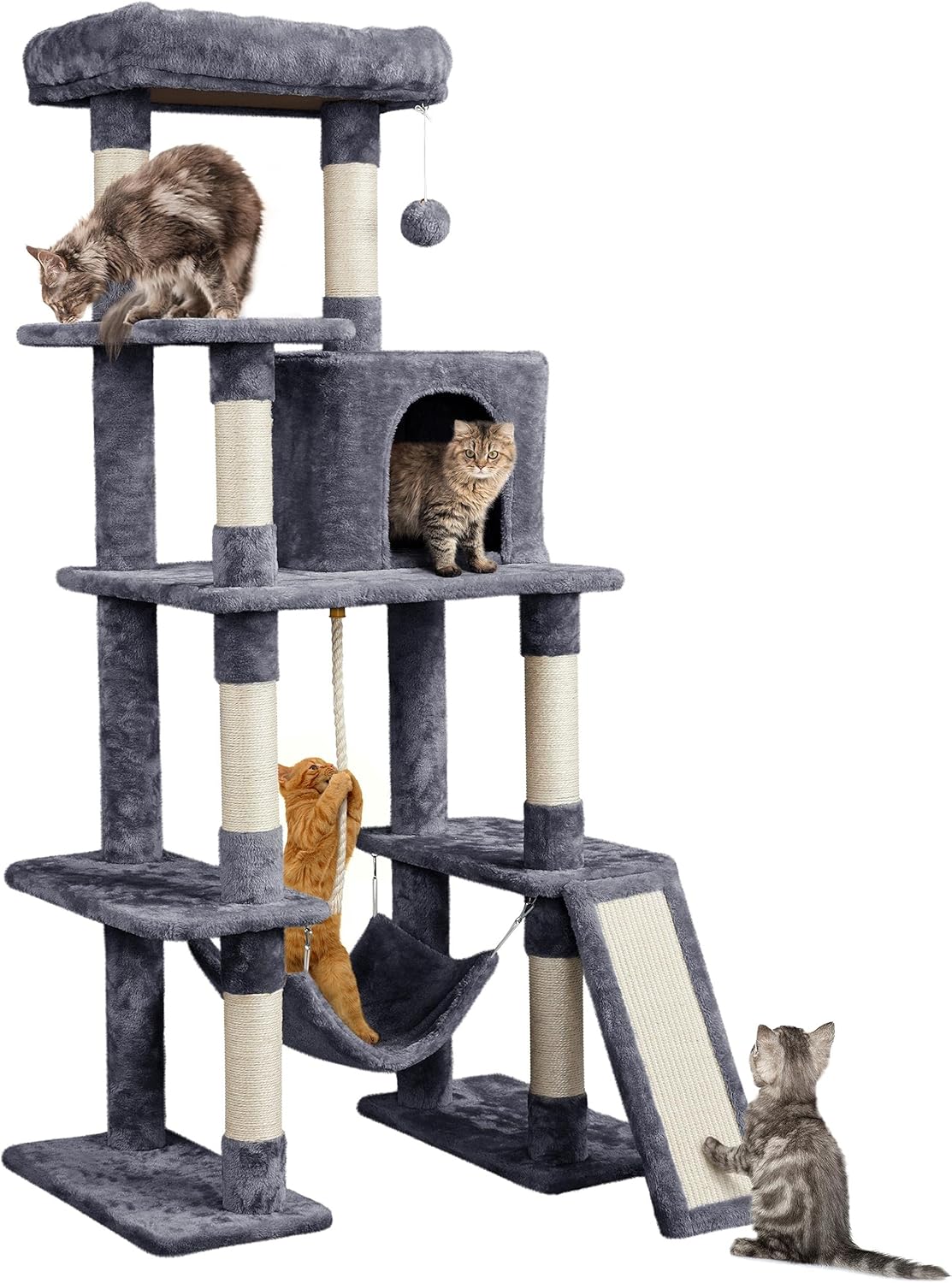 63In Sturdy Large Cat Tree for Indoor Heavy Cats, Tall Tower