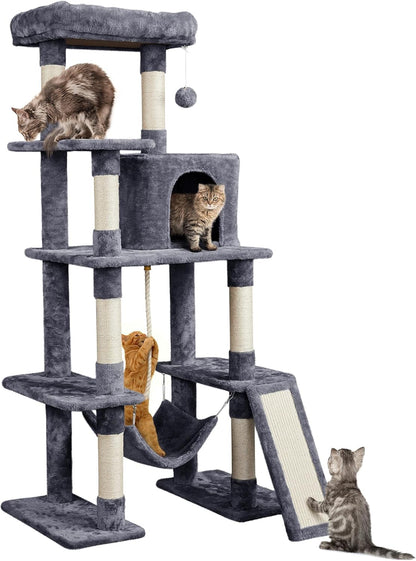 63In Sturdy Large Cat Tree for Indoor Heavy Cats, Tall Tower